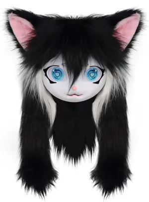 Mask Halloween Masquerade respond completion broad petroleum stout Cosplay Costume Props SMILETERNIT Animal Head Cat Fursuit Cut 