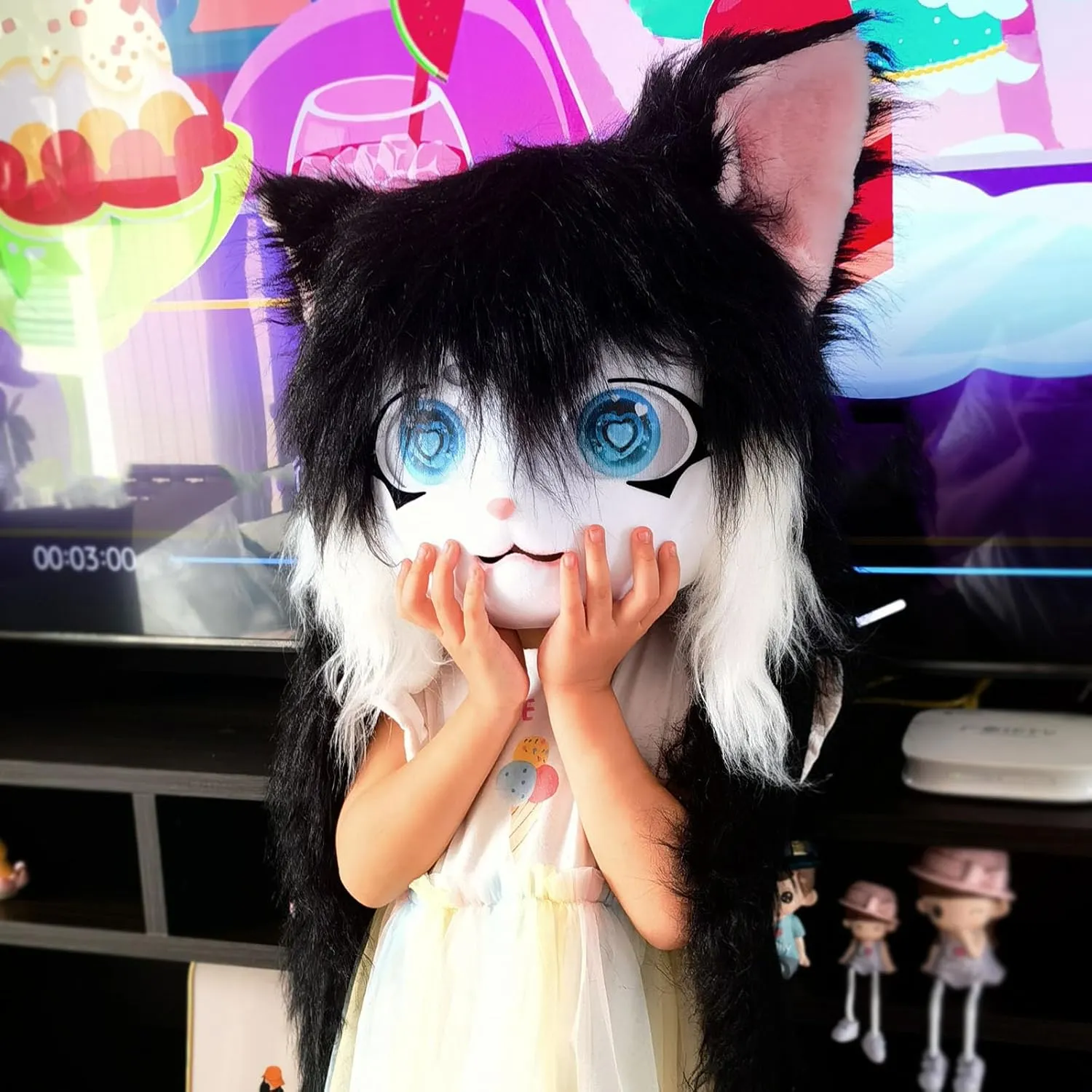 Mask Halloween Masquerade respond completion broad petroleum stout Cosplay Costume Props SMILETERNIT Animal Head Cat Fursuit Cut 