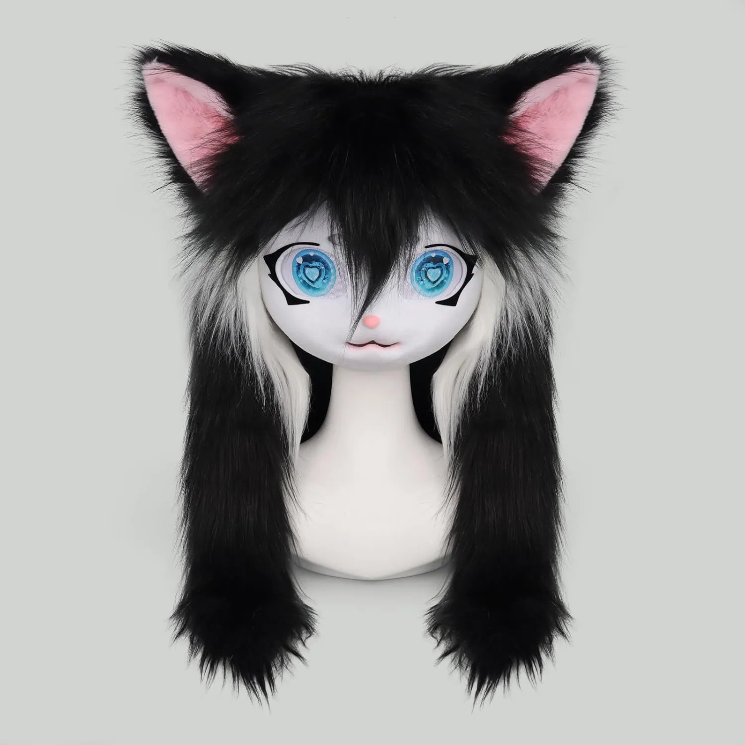 Mask Halloween Masquerade respond completion broad petroleum stout Cosplay Costume Props SMILETERNIT Animal Head Cat Fursuit Cut 