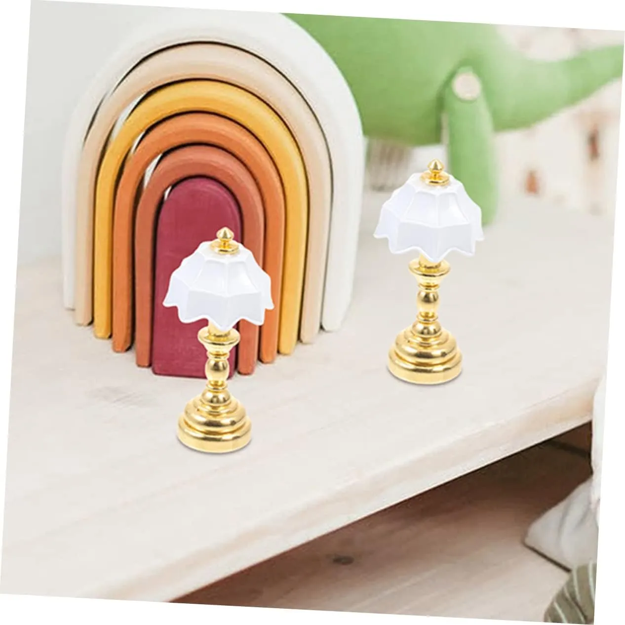 Material Cute Design for Boys and Girls Room Decor 16pcs Mini Bedside Lamp Decorative Landscape Lights for Dollhouse Compact complex Table Lamp for Miniature Scenes Safe 