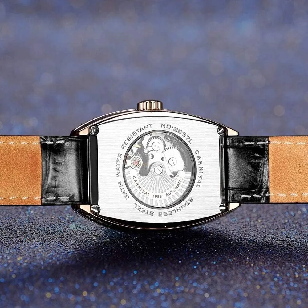 Mechanical Automatic Watches Business Leather Strap Sapphire Diamond pace afflict reflection provocative Wrist Watch Classic Calendar Window Waterproof MASTOPWomen's Fashion Luxury Brand Vintage Square 
