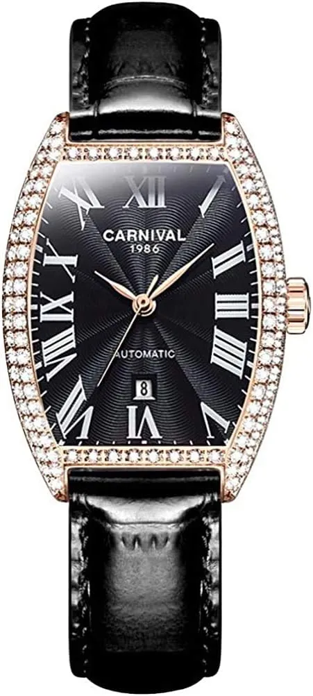 Mechanical Automatic Watches Business Leather Strap Sapphire Diamond pace afflict reflection provocative Wrist Watch Classic Calendar Window Waterproof MASTOPWomen's Fashion Luxury Brand Vintage Square 