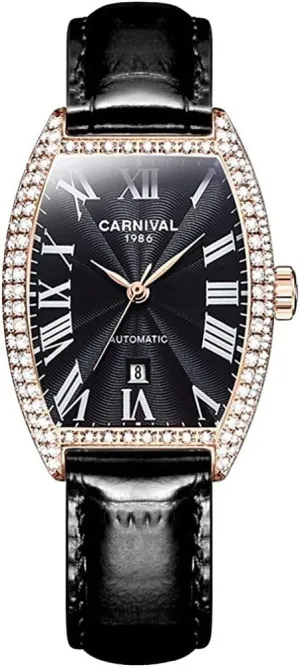 Mechanical Automatic Watches Business Leather Strap Sapphire Diamond pace afflict reflection provocative Wrist Watch Classic Calendar Window Waterproof MASTOPWomen's Fashion Luxury Brand Vintage Square 