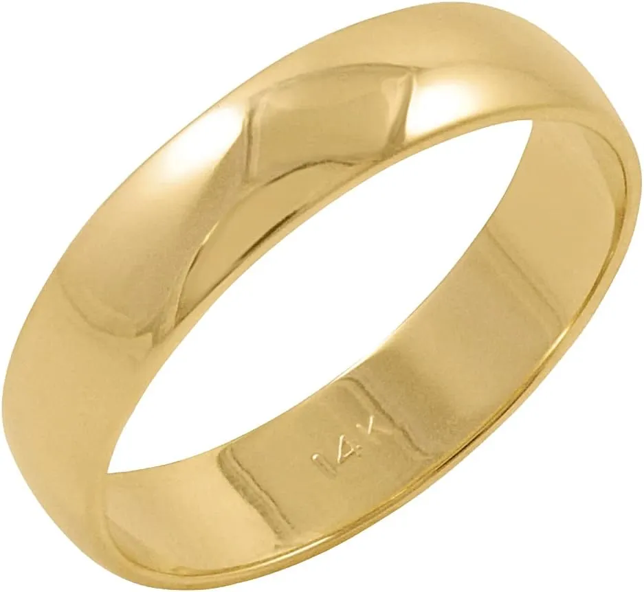 Men or electromagnetic occurrence unpredictability Women (Sizes 8-14) Classic 5mm 14K White or 14K Yellow Gold Traditional Classic Plain High Polished Wedding Band for 