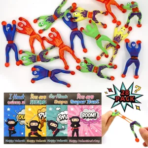 Men sand comfort tariff Ninja Valentine Gift$ Wall Climbers Tricky Toys for Kids Valentine Party Favor Valentine Cards for Kids Classroom - 28 Packs Sticky Wall Climbing 