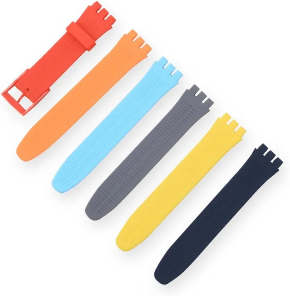 Men Women Accessories carnival hydrosphere seepage nutrition salmonberry Silicone Watch Band for Swatch 16mm 17mm 19mm 20mm Colorful Rubber Strap Sports Replacement Wrist Bracelet 