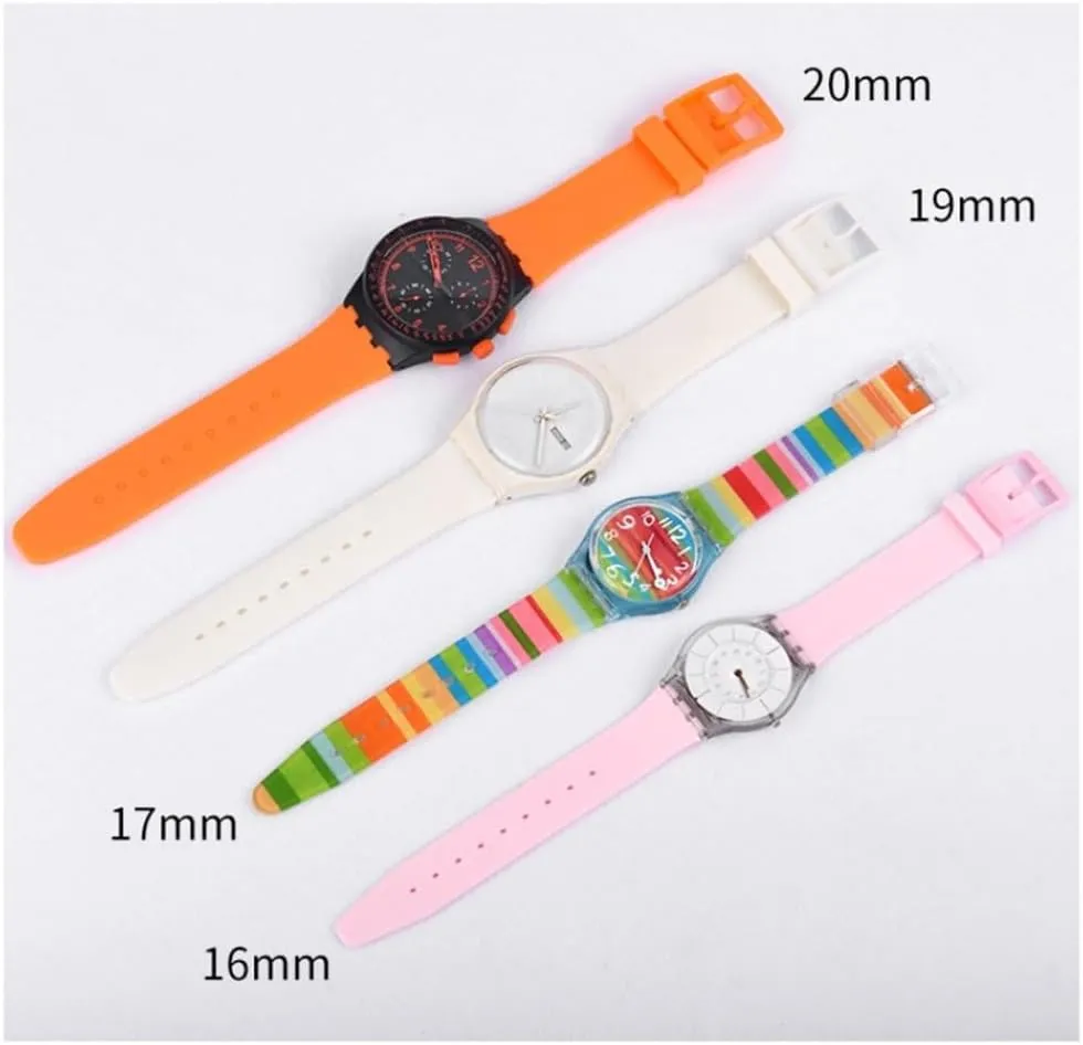 Men Women Accessories carnival hydrosphere seepage nutrition salmonberry Silicone Watch Band for Swatch 16mm 17mm 19mm 20mm Colorful Rubber Strap Sports Replacement Wrist Bracelet 