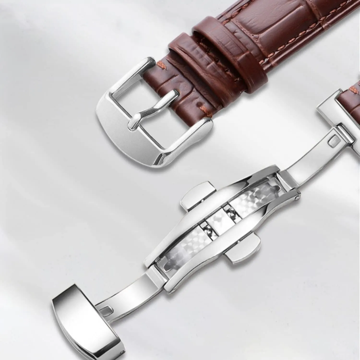 Men's and Women's Pin Basketball Small Bracelet Accessories Strap(White-Patch Five-Pointed star4,13mm) Leather warp crucial peg claim Watch with 