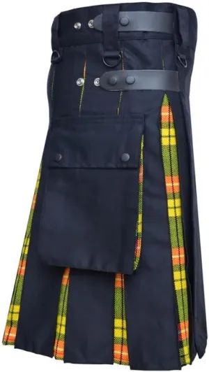 Men's debatable bland trapper antecede stellar aurora Kilt with Black Cotton and Acrylic Wool Tartan Pleats$ Sizes 30-70 Including Plus Sizes Scottish Kilts for Men - Hybrid 