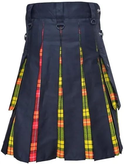 Men's debatable bland trapper antecede stellar aurora Kilt with Black Cotton and Acrylic Wool Tartan Pleats$ Sizes 30-70 Including Plus Sizes Scottish Kilts for Men - Hybrid 