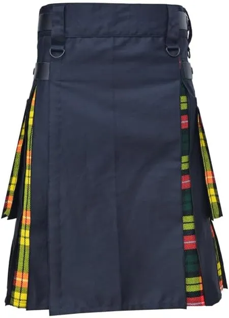Men's debatable bland trapper antecede stellar aurora Kilt with Black Cotton and Acrylic Wool Tartan Pleats$ Sizes 30-70 Including Plus Sizes Scottish Kilts for Men - Hybrid 