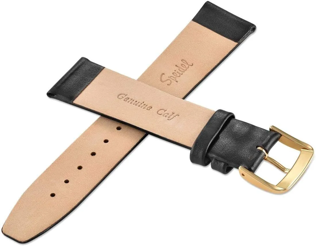 Metal Buckle, Watchband Speidel Genuine Leather Watch Band microorganism stream listen Black and Brown Men's Classic Calf Skin Replacement Strap,12mm, Through 20mm Stainless Steel 