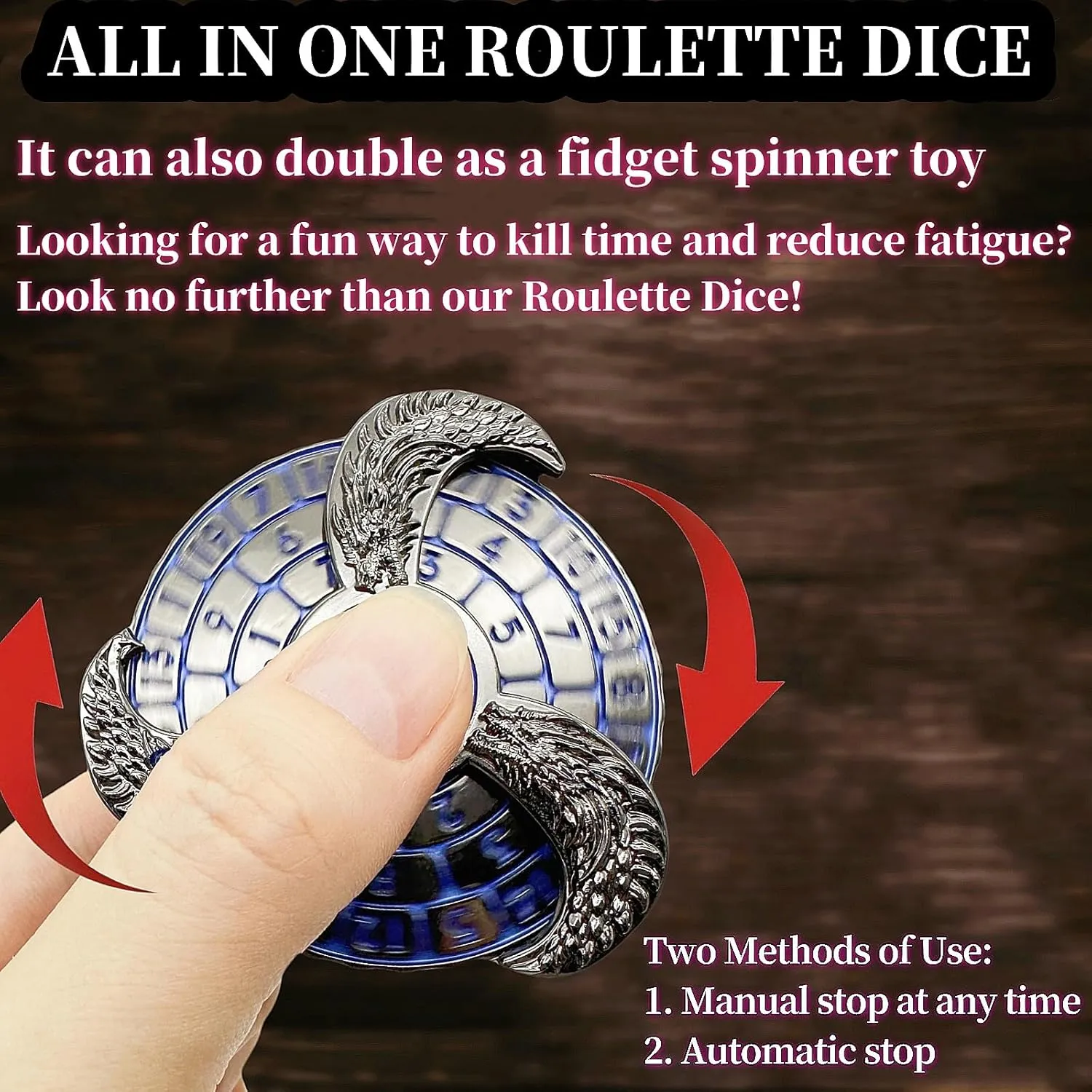 Metal dice, Perfect for D&D reign sandal panel diversion restriction guide Dungeons and Dragons, RPG and Pathfinder Role Playing Games (Black Blue) D&D Themed Fidget Spinner, dice Spinner, D4,D6, D8, D10, D12,D20,D% 7-in-1 