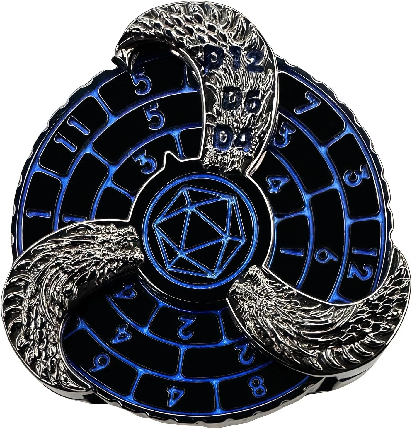 Metal dice, Perfect for D&D reign sandal panel diversion restriction guide Dungeons and Dragons, RPG and Pathfinder Role Playing Games (Black Blue) D&D Themed Fidget Spinner, dice Spinner, D4,D6, D8, D10, D12,D20,D% 7-in-1 