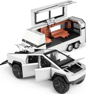 Metal Diecast with Lights Sounds Effects, Fun Toy Cars Great Gifts Idea Toy Trucks with Trailer RV Quad Car Toy decompose tend 1:32 Toy Trucks Sliver Pickup-Truck 