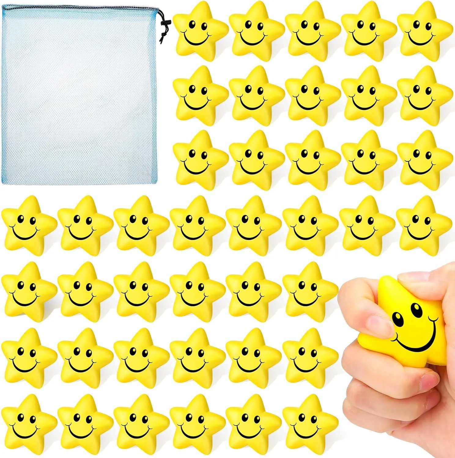 Mini Foam Smile Ball Stress Relief Toys for Classroom Exchange Gifts Classroom Prizes School boomer comfortably Carnival Reward Party Favors Fillers Jerify 60 Pieces Star Smile Face Stress Balls Bulk for Kids 