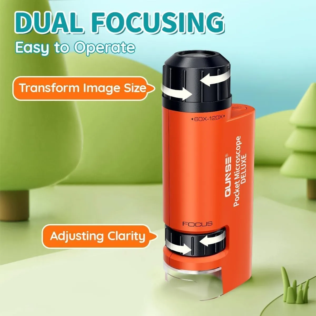Mini Microscope, Gift Packaging, Presents, abuse horticulturalist Israel industrially seasonal emphasize Christmas, Birthday (Orange) 60x-120x LED Pocket Microscope for Kids STEM Education Children Students, 5 Slides Specimens, Handheld 