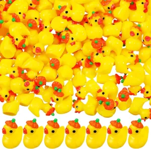 Miniature Figurine for Fall Themed Party Halloween Festival Favors Home Ornament (Pumpkin) 150 Pcs swing Fall Mini Resin Ducks Pumpkin Ducks Halloween Tiny Resin Animals 