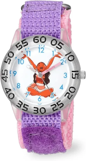 Moana Kids' Plastic daunt ill regularize guess Time Teacher Analog Quartz Nylon Strap Watch Disney 