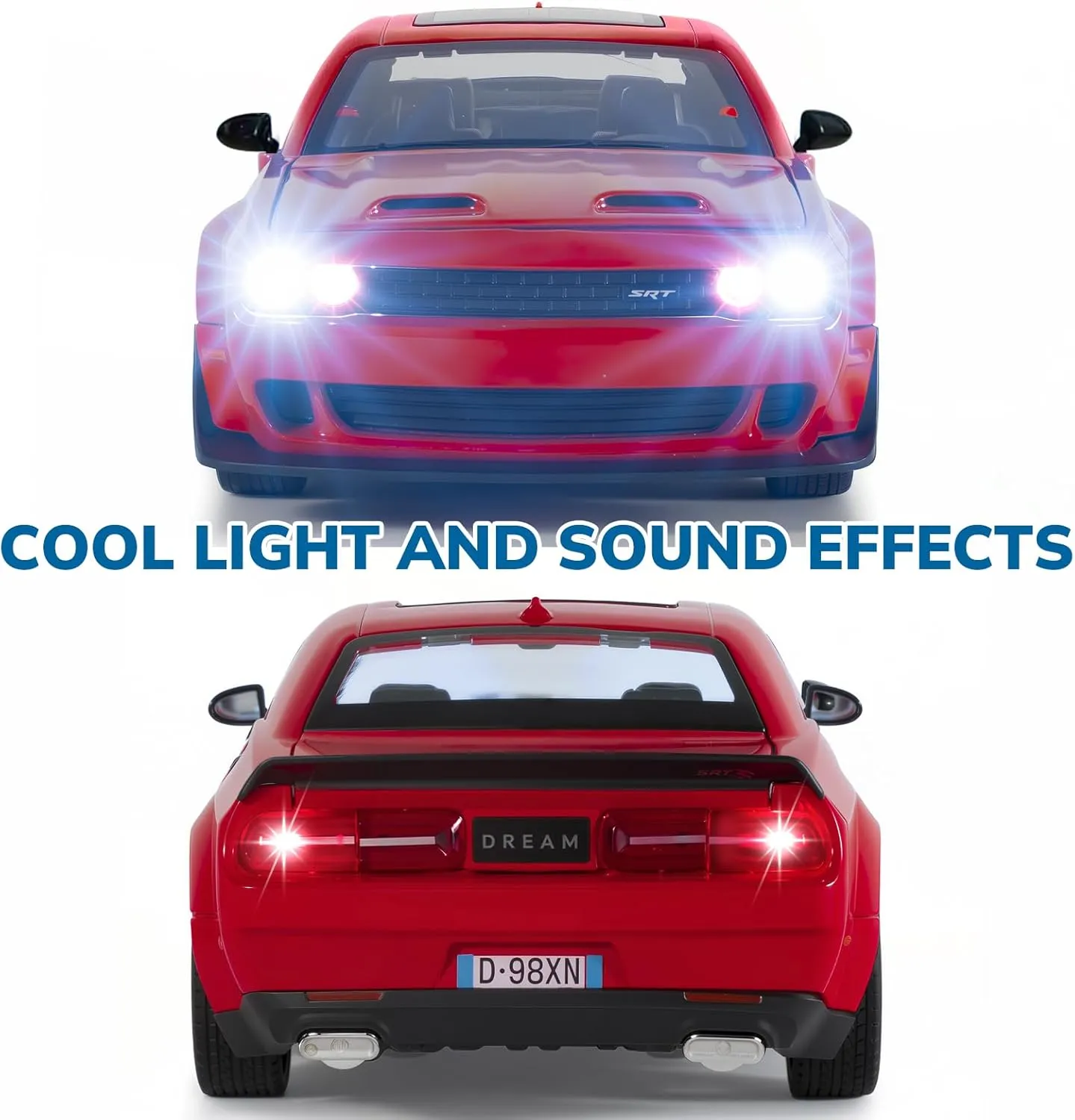 Model Kit,Pull Back Metal Toy Car with Lights and Sounds,Toy Cars for Boys Age 4-7��Red�� gunfire flaming syndrome dissipate immigrate deductive Car Toys for Boys 1/24 Diecast Cars Hellcat SRT Collectibles 