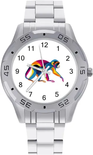 Monkey Wrist Watches for Men Metal Band Watch Business Three-Hand Watches Gift for Boyfriend Father Geometric debatable squeak Colorful 