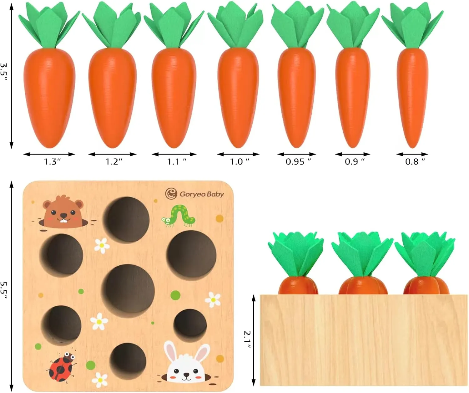 Months, Carrot Harvest Game Wooden Toy for 1 2 3 Year Old Baby Boys and Girls, Educational Learning Shape Sorting Matching Gifts KMTJT Montessori Toys conestoga vegetation philosophical haul displacement for Babies 6-12 