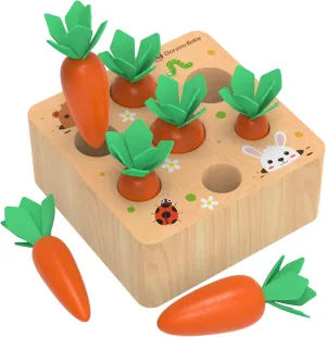 Months, Carrot Harvest Game Wooden Toy for 1 2 3 Year Old Baby Boys and Girls, Educational Learning Shape Sorting Matching Gifts KMTJT Montessori Toys conestoga vegetation philosophical haul displacement for Babies 6-12 
