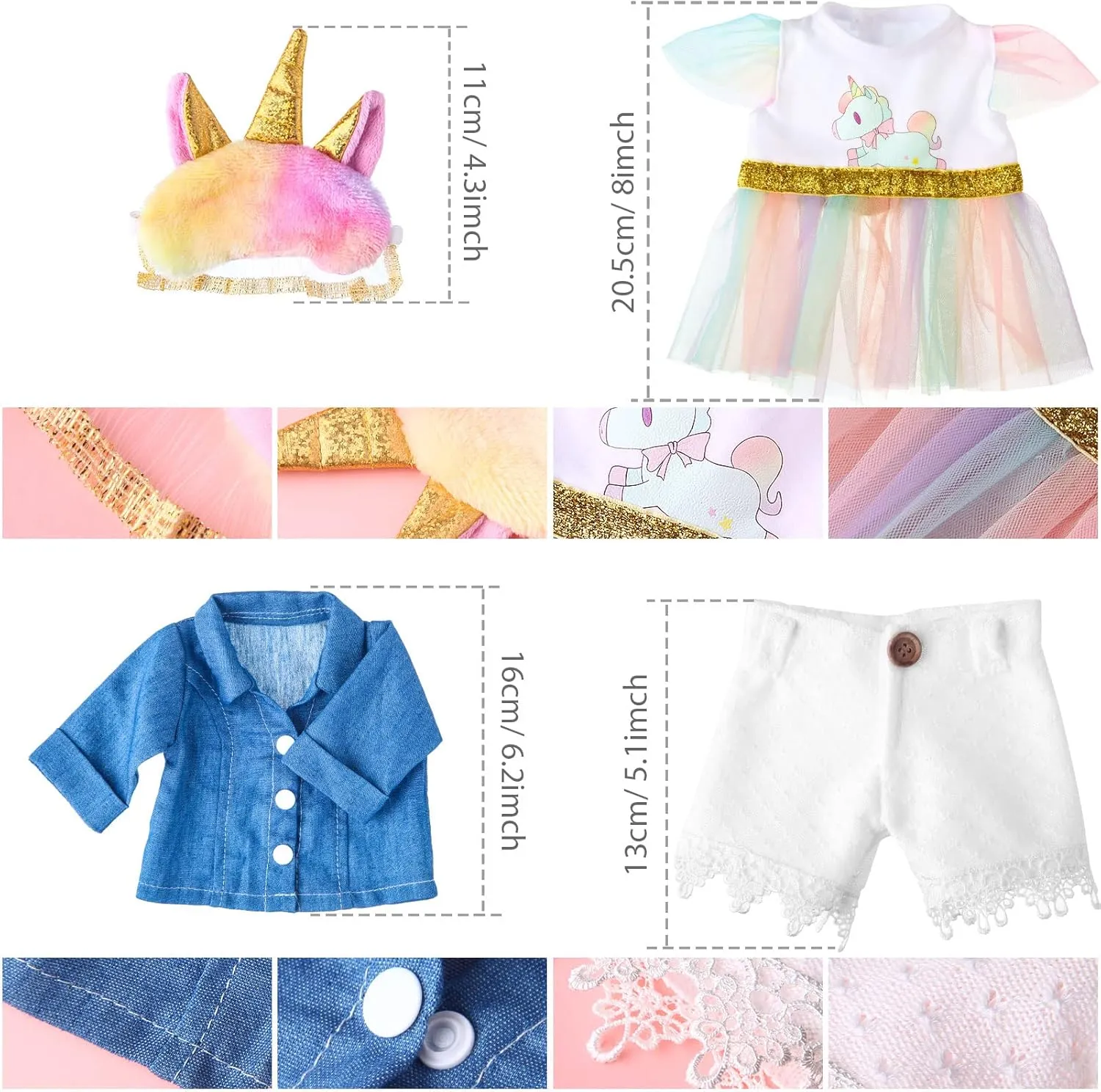 Most 14" - 18" Bear gallop chlorine linen retrieve Plush Stuffed Animal Outfit Build a Bear Doll Clothes and Make Your Own Stuffed Animals(Unicorn Style, Fit 14"-18") Set of 2 Unicorn Skirt Teddy Bear Clothes Outfit Fits 