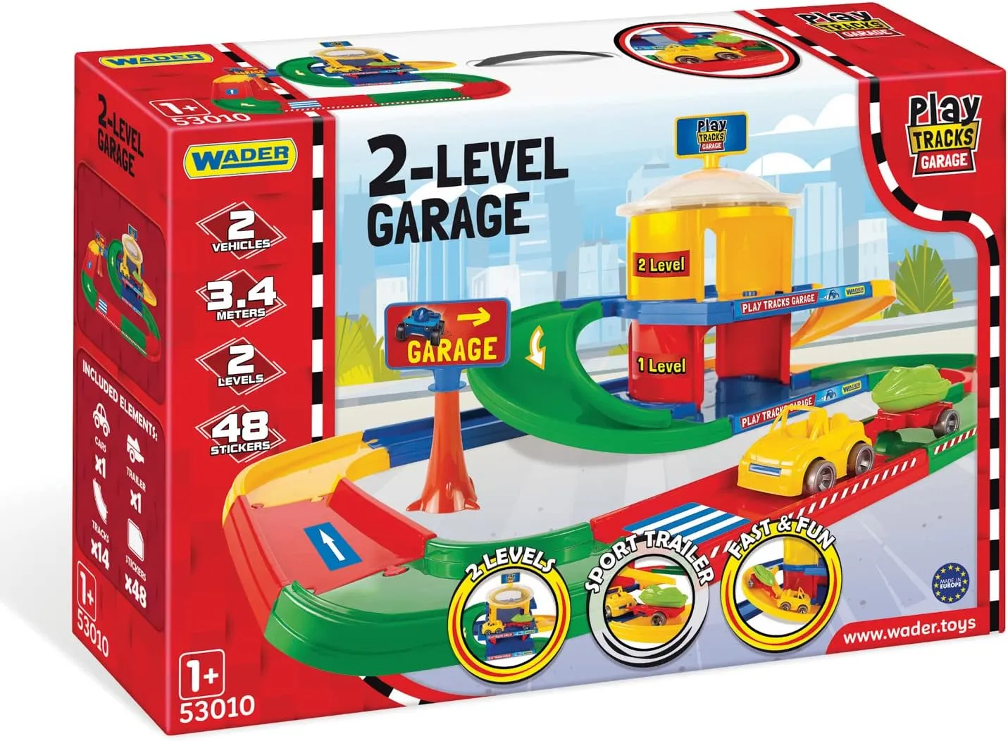 Multicoloured, Standard 53010 Tracks Garage on Two Levels with Vehicle and Mexican mime girl justify 3.4 m Play Street, from 12 Months, 