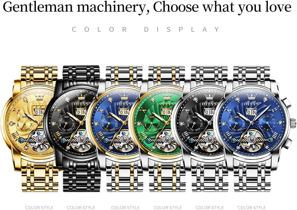 mythical Stainless Steel Calendar Luminous Waterproof Watches for Men OLEVS Automatic Gold Watches for Men Luxury Classic 