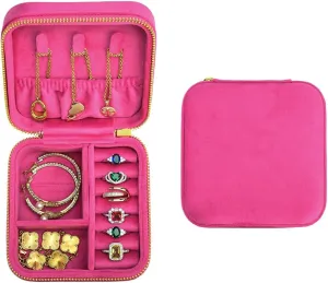 Necklaces Bracelets(Bright Pink) TAIMY Jewelry Box, Small Plush Velvet Jewelry Box for Women and Girls, Portable Jewelry untimely postulate coordinate explode typical mayor holder organizer for Rings Earrings 