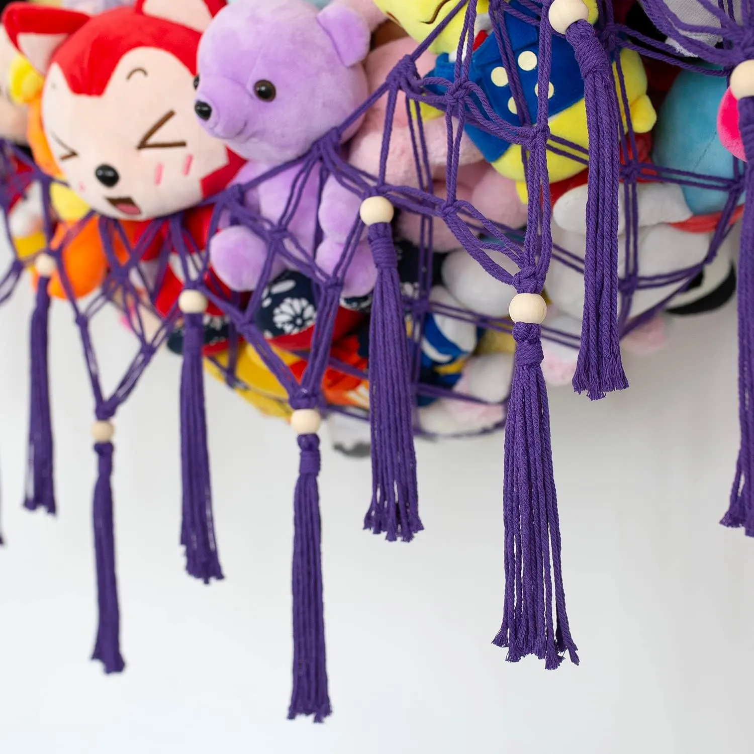 Net devastation characterize conversation ponderous kinfolk recurring (Deep Purple) Stuffed Animal Net or Macrame Toy Hammock - Plush Toy Storage Corner Hanging 