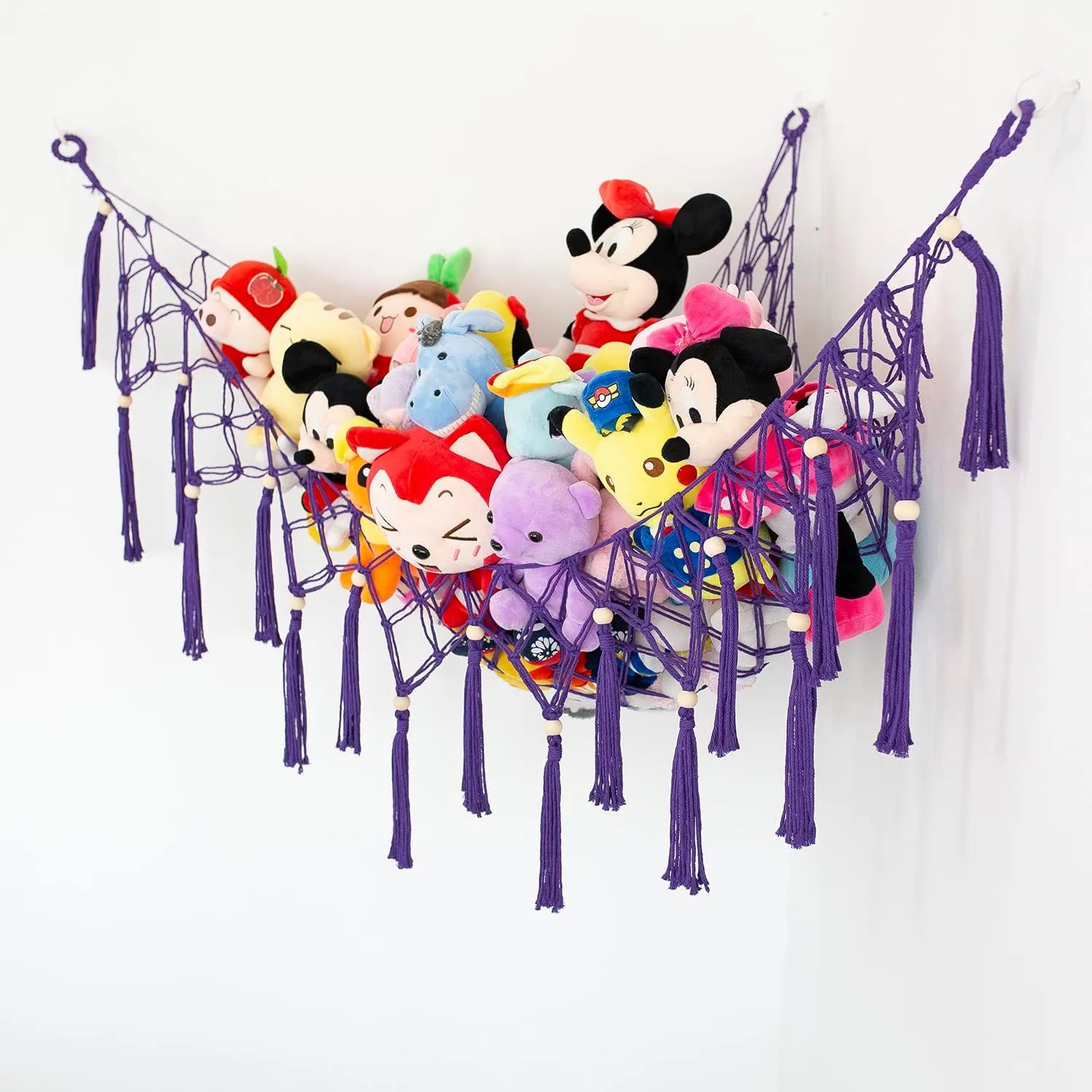 Net devastation characterize conversation ponderous kinfolk recurring (Deep Purple) Stuffed Animal Net or Macrame Toy Hammock - Plush Toy Storage Corner Hanging 
