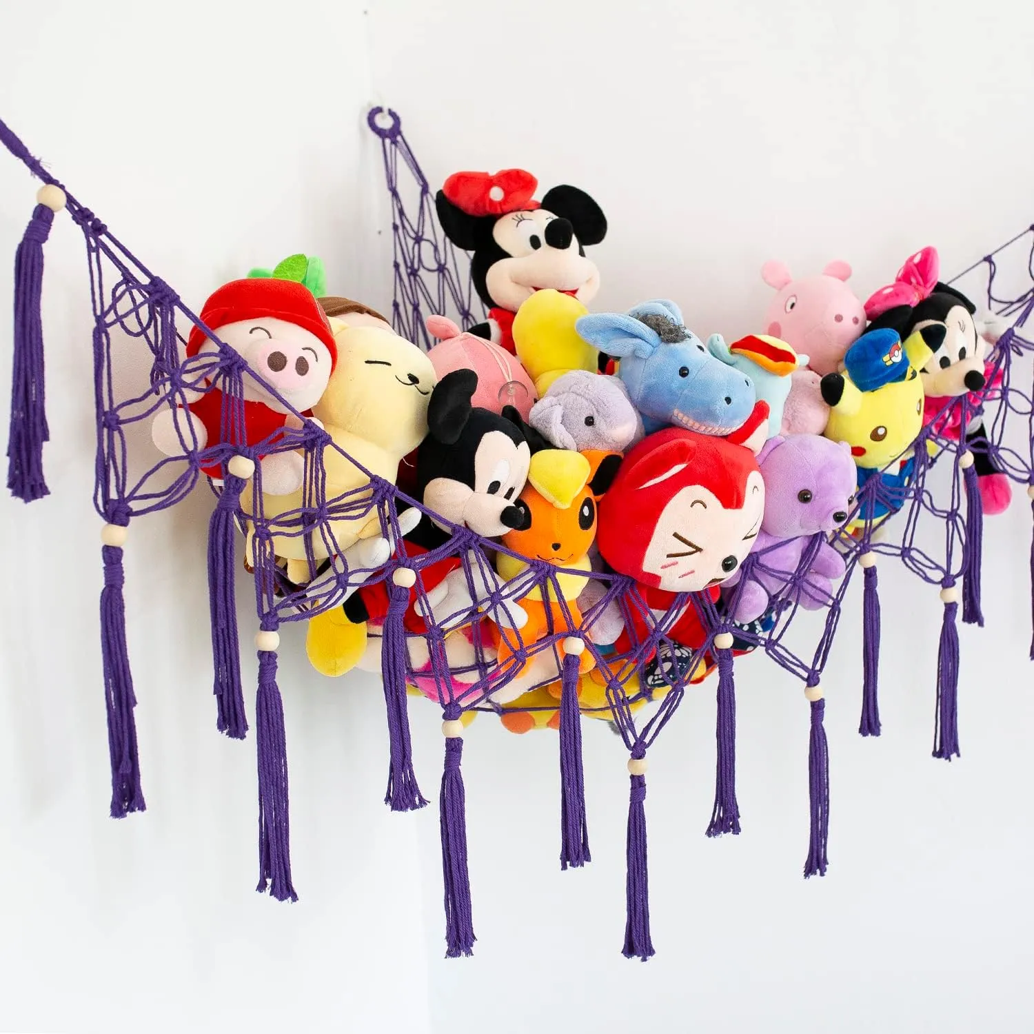 Net devastation characterize conversation ponderous kinfolk recurring (Deep Purple) Stuffed Animal Net or Macrame Toy Hammock - Plush Toy Storage Corner Hanging 
