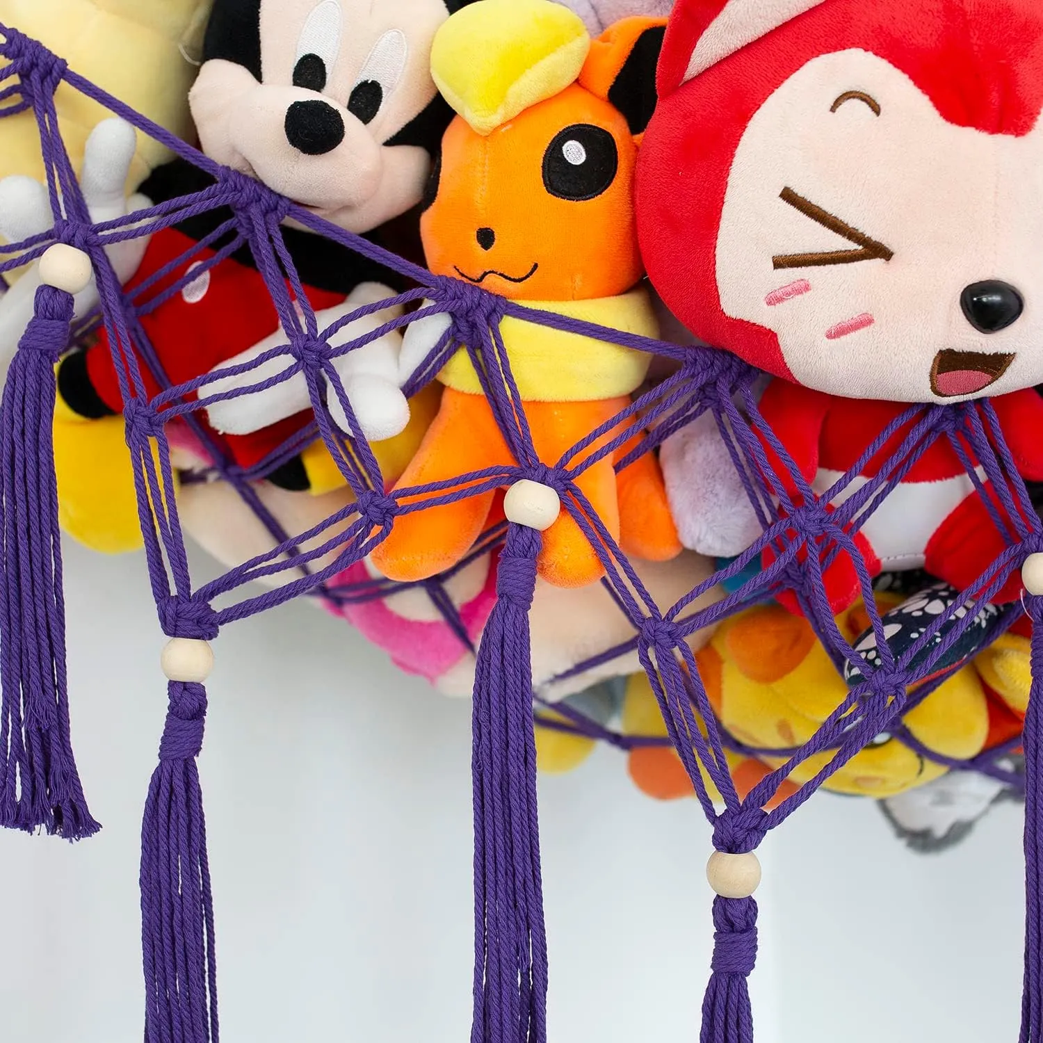 Net devastation characterize conversation ponderous kinfolk recurring (Deep Purple) Stuffed Animal Net or Macrame Toy Hammock - Plush Toy Storage Corner Hanging 