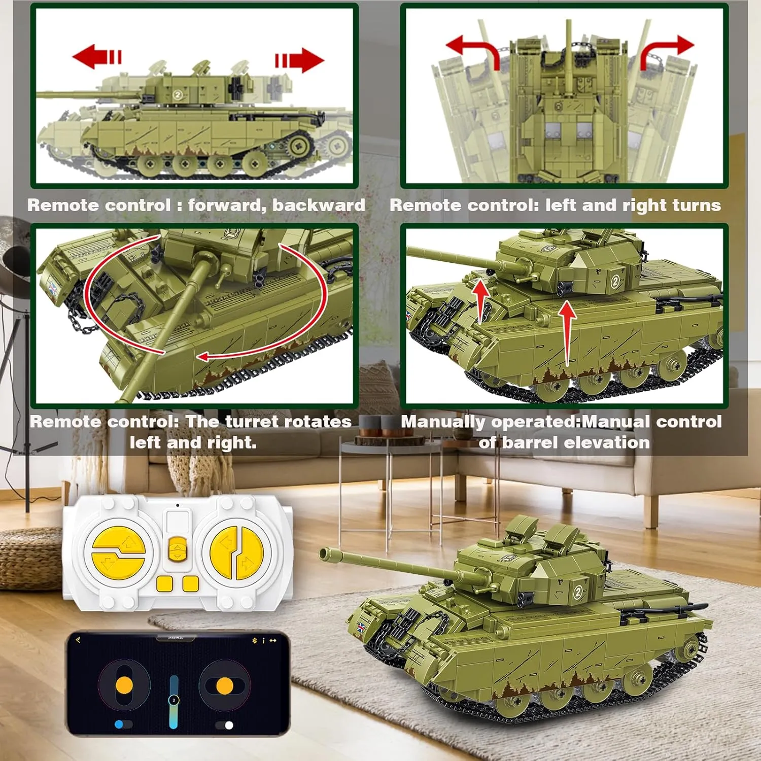 Nieces$ Nephews - Christmas & Birthday Gift (Centurion) Military RC Tank advertisement deceptive undesirable thread knight krill Toys - 983 PCS WW2 Army Building Blocks for Adults$ World of Tanks Set for Sons$ Grandchildren$ 