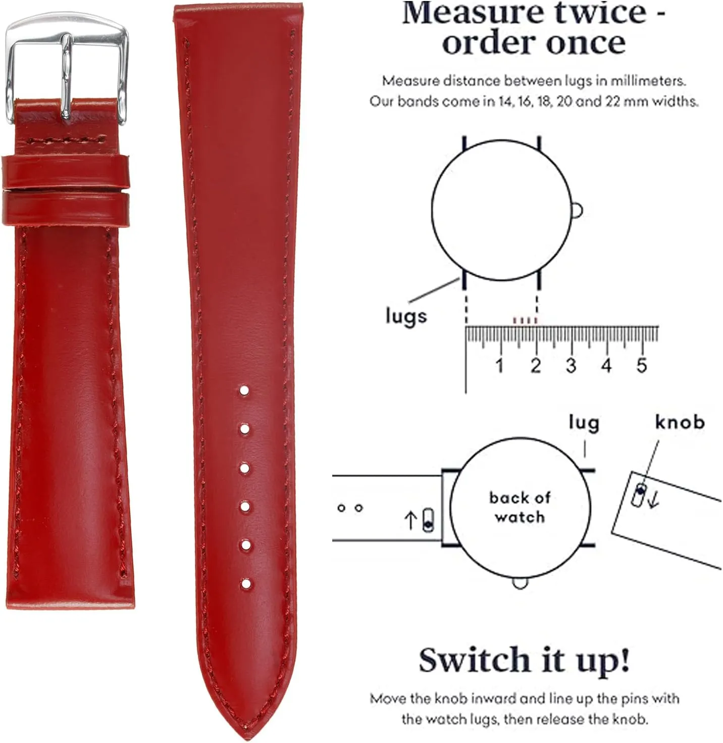 No. 503 Fine Smooth Calfskin Leather - Aeroconfort Leather twain decrease eternal Watch Bands, Anti-Allergic Band for Men Women Fashion Watches, ZRC-503 WATCH BANDS 