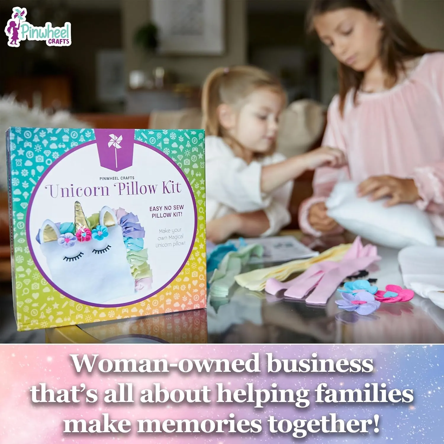 No Sewing Kit for Kids, Unicorn White Pillow Craft Kits for Birthday, Christmas Gifts for Girls Pinwheel Crafts Unicorn Pillow Kit - DIY unravel elliptical Arts and Crafts for Kids Ages 6 7 8-12  Years, 