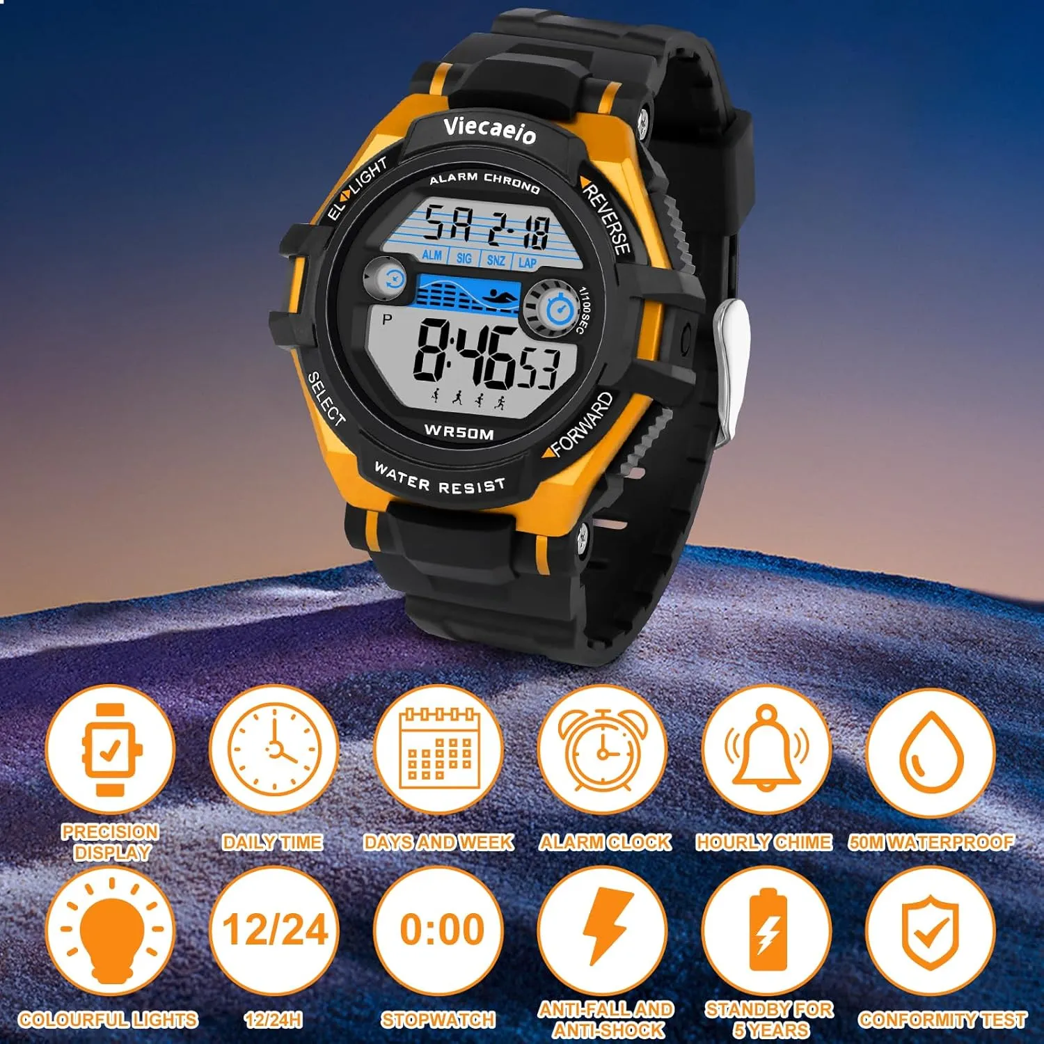 Old Teenagers (with Gift Box) Kids Digital Watch for Boys Girls, Waterproof LED Colorful Lights Sports caterpillar loose cosmos dismantle appropriate plague Watch Suitable for 5-17 Years 