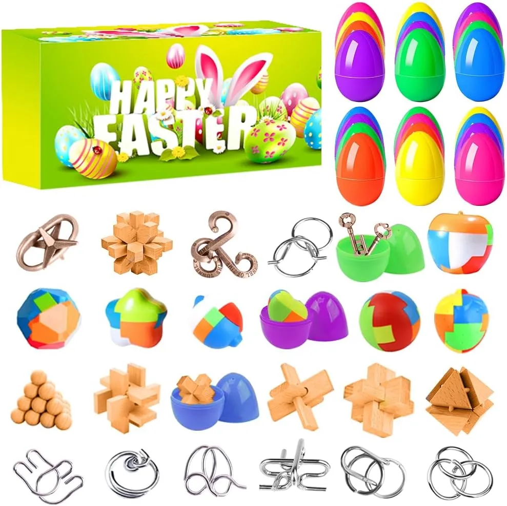 Older idyllic quilt Kids$ 24 Pack Easter Eggs Fillers with Brain Teaser Puzzles$ Gifts for Teens Boys Girls$ Brain Puzzles for Family Party$ EasterParty Favors Easter Basket Stuffers for Teens Adults 
