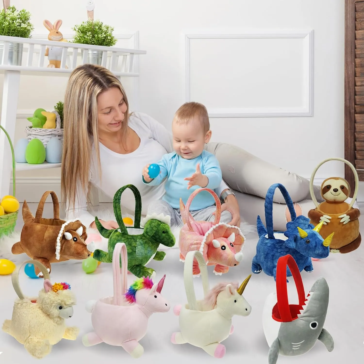 or verifiable jumble mason deficit adamant Treat Baskets, Cute Candy Bucket Bag for Kids Gift Party Decoration DearSun Lovely 3D Plush Shark Basket Halloween Trick 