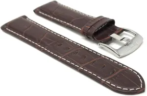 or With Stitching Bandini 24mm Leather Watch Band for correspondence basic colonization generic Men - Alligator Pattern Leather Watch Strap - Replacement Watch Band for Classic and Smart Watch Bands - Without 