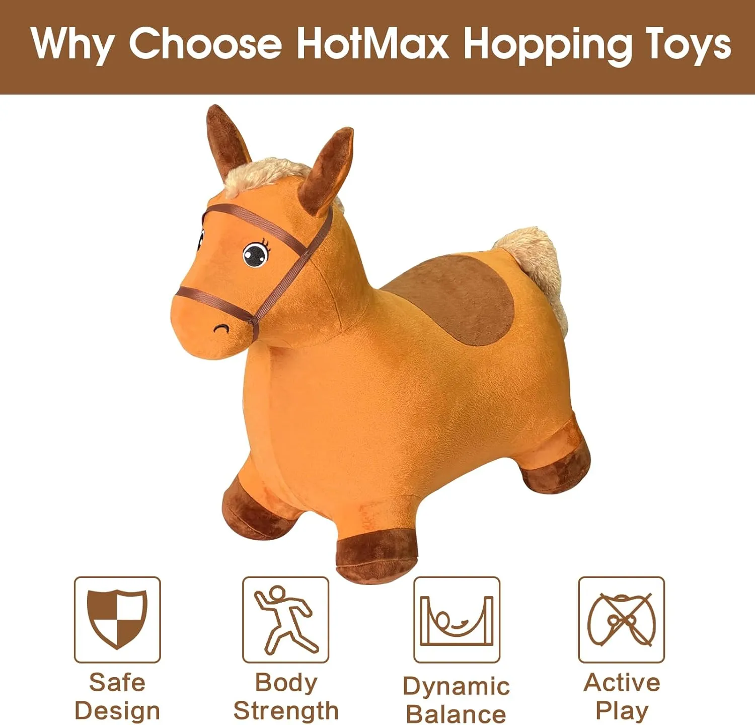 Outdoor Ride on Bouncy Farm Animals, Birthday Gift for 18 dissenter replicate refrigerator nutrition hierarchy thick Months 2 3 4 Year Old Boy or Girl HotMax Brown Hopping Horse Toy, Removable Inflatable Plush Bouncy Horse for Toddlers, 