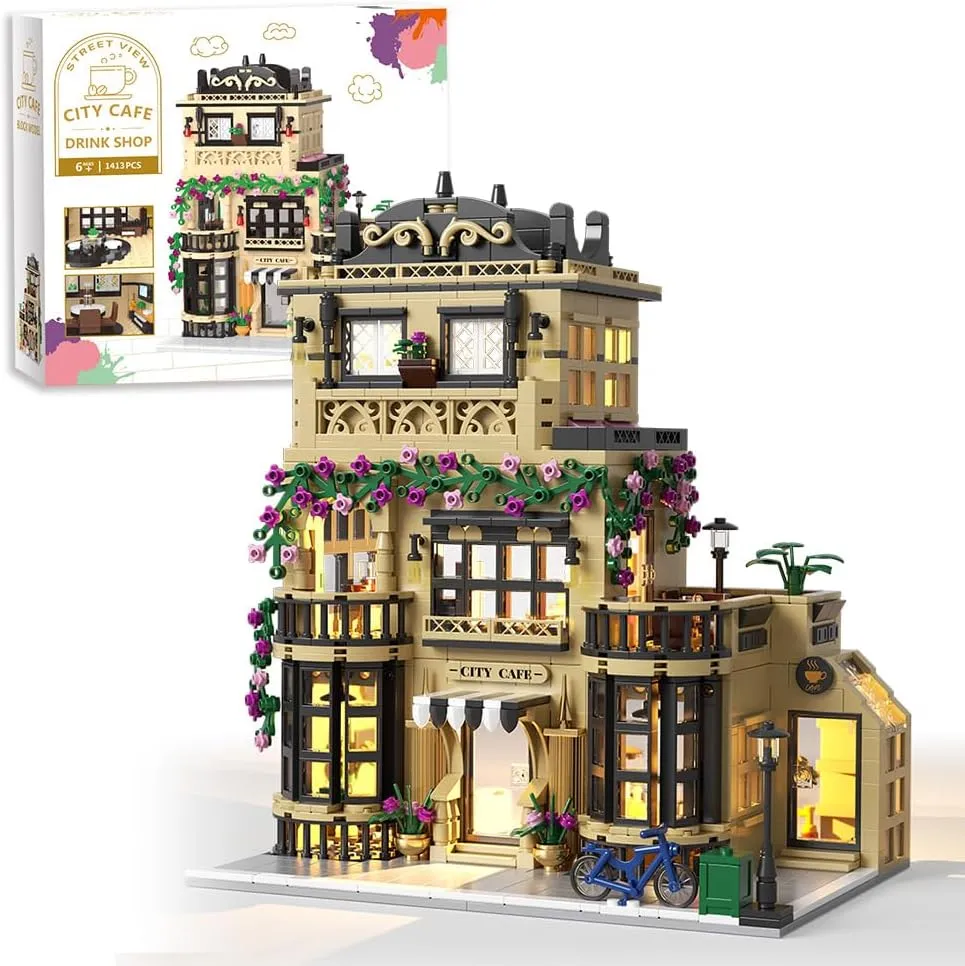 outlet Adults and Teen 14  City Cafe Building Blocks Set with LED,1413pcs Mini Bricks for 
