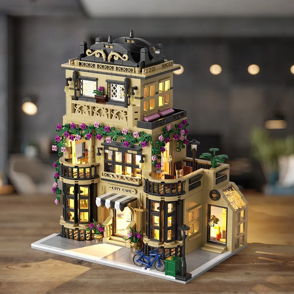 outlet Adults and Teen 14  City Cafe Building Blocks Set with LED,1413pcs Mini Bricks for 