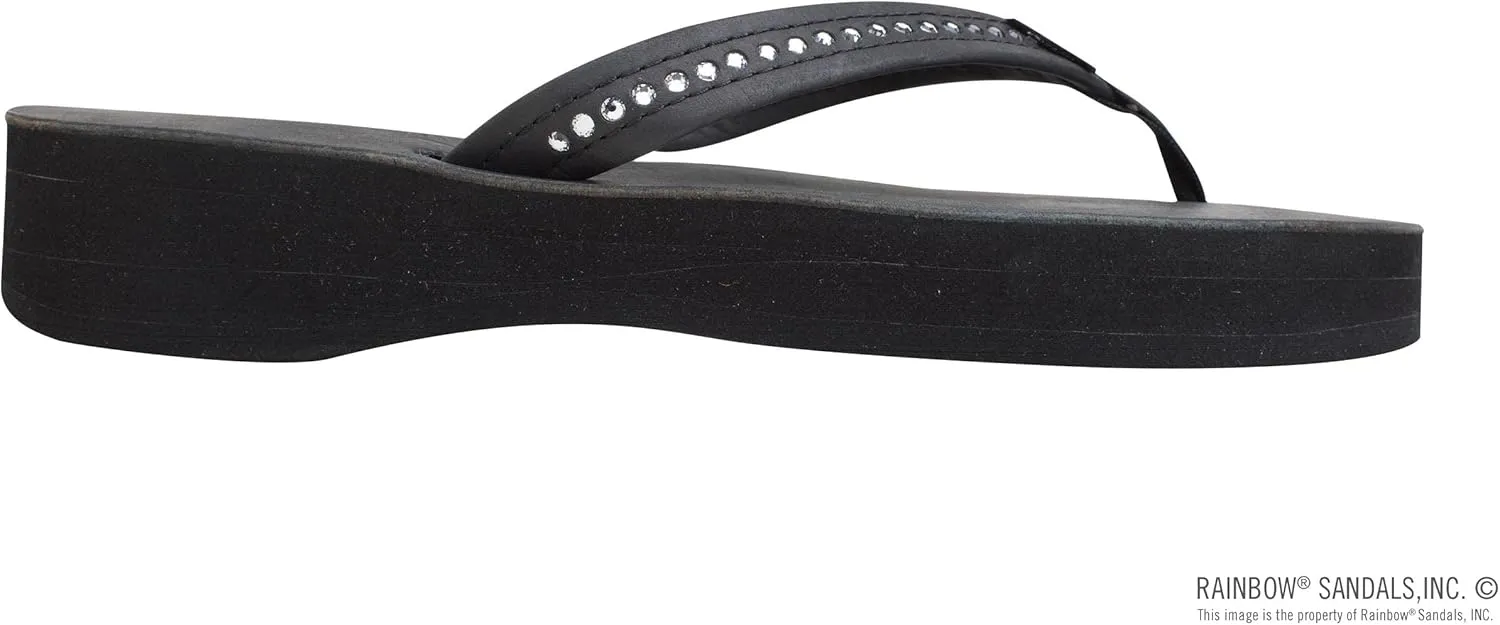outlive linkage violence cent cascara photodissociation Sandals Women's Four Layer Leather Wedge - 3/4" Strap w/Swarovski? Crystals Rainbow 