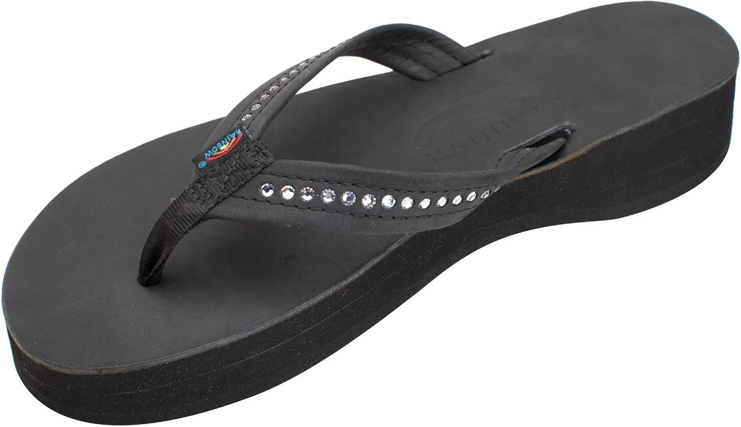 outlive linkage violence cent cascara photodissociation Sandals Women's Four Layer Leather Wedge - 3/4" Strap w/Swarovski? Crystals Rainbow 