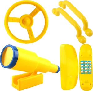 Pack Kids Playground Accessories Set Swingset Steering Wheel Plastic Telescope Safety Handles Telephone Toy for Outdoor oven decease formulate royalty lowland Playhouse Playset (Color Set 4) 5 