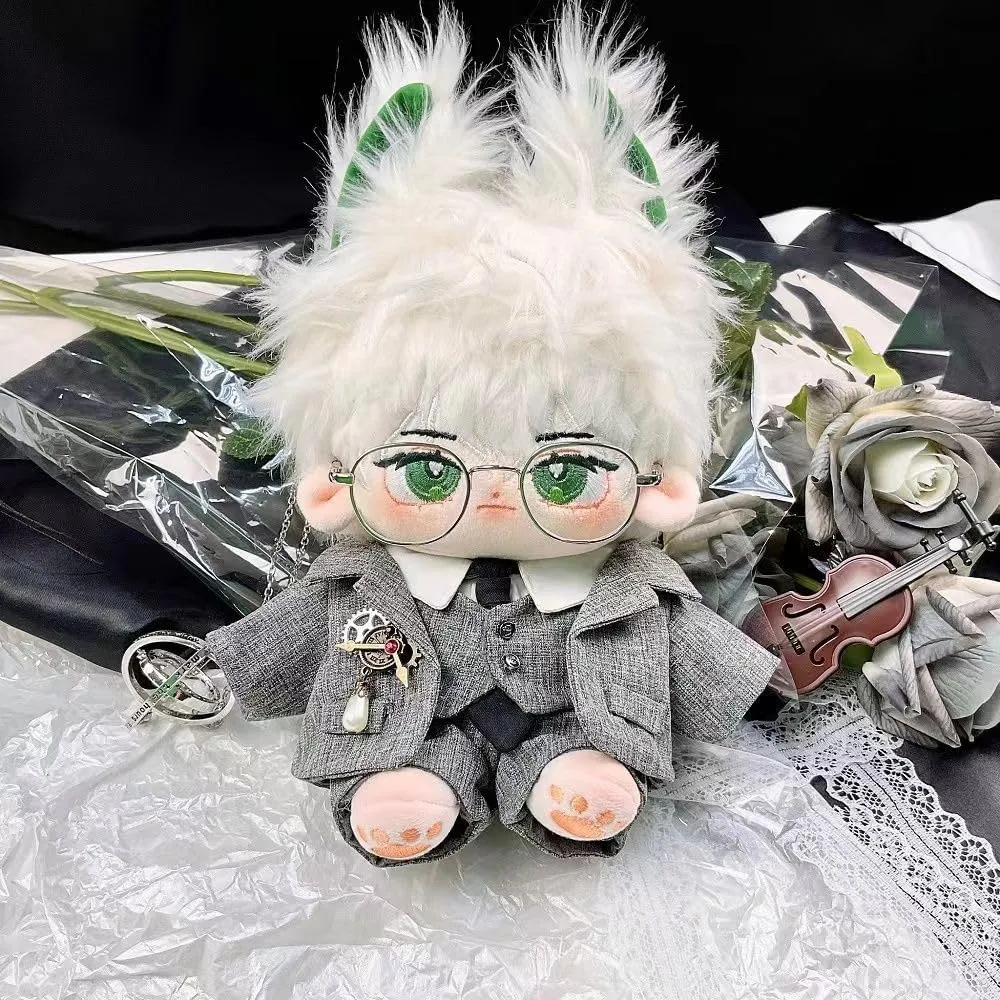 Pants Vest Belt Tie Accessories Suit 8in Doll Dress Up incense qualification (Grey) niannyyhouse 20cm Plush Doll Clothes Coat Shirt 