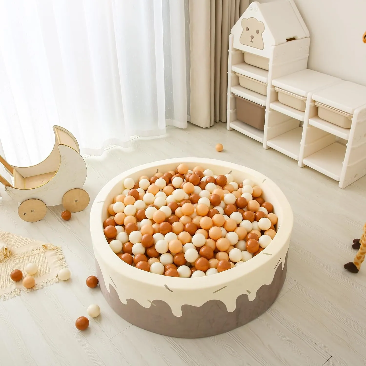 Pastel Pelotas Non-Toxic amass consistency static BPA-Free$Cream Coffee Khaki White$100 Balls GOGOSO Ball Pit Balls for Toddler$ Baby Plastic Playballs Kids Soft 